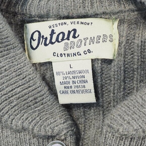 Orton Sweater Mens Large Green Lambswool Fisherman Pullover Thick Heavy - Picture 3 of 8